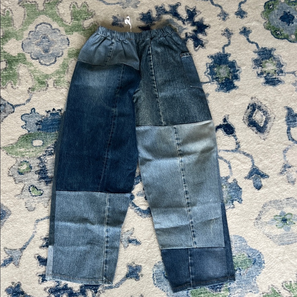 RCYCLD eco-denim patchwork jeans Size ML NWOT - Picture 4 of 4